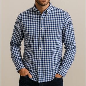 rag & bone Men’s Blue White Check Slim Fit Button Down Shirt